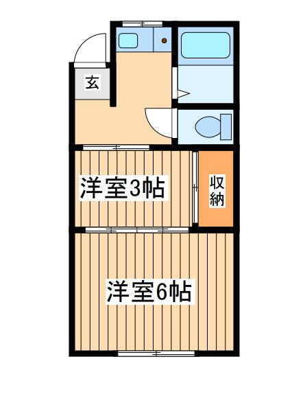 ユナイト石川町サンワ(2K/2階)の間取り写真