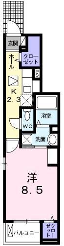 メメット(1K/1階)の間取り写真