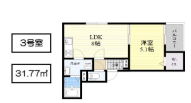 ALEGRIA金岡(1LDK/2階)の間取り写真