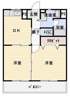 エスペランサII(2DK/3階)の間取り写真