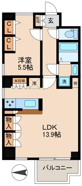 藤和シティコープ新丸子(1LDK/5階)の間取り写真