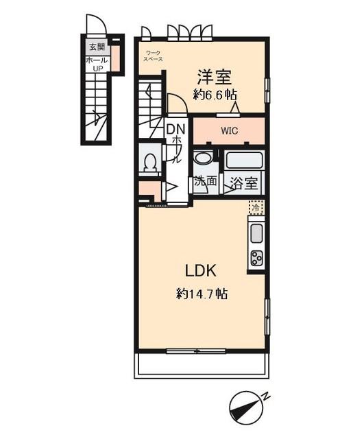 TERRACE GLORIA(1LDK/2階)の間取り写真