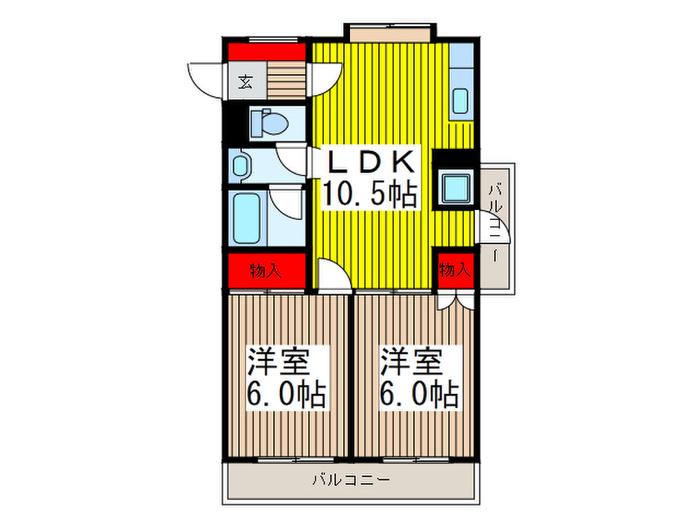 ブルジョン8(2LDK/3階)の間取り写真
