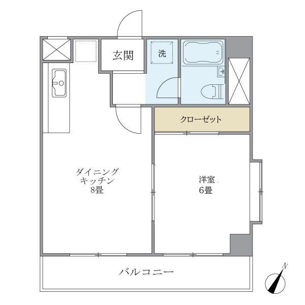 ニューハイツ中落合(1DK/2階)の間取り写真