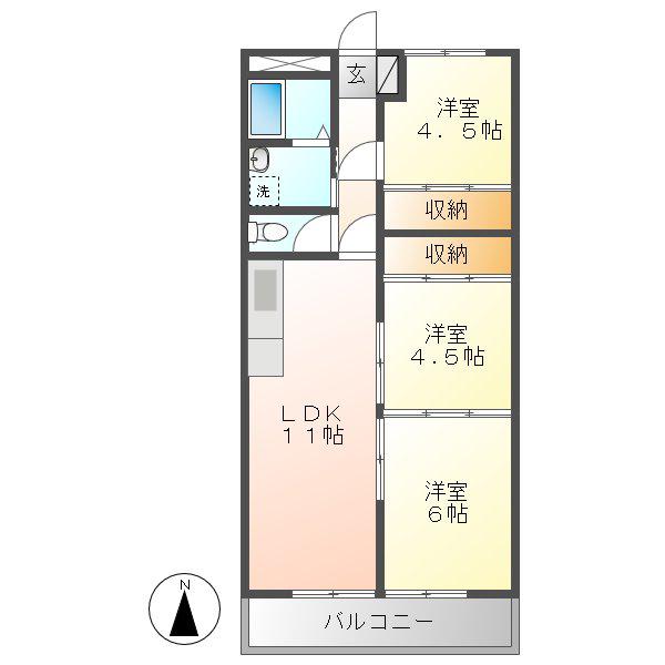 プラウドステージしもうちI(3LDK/3階)の間取り写真