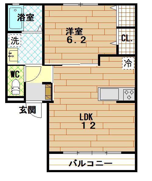 ハーモニーTM(1LDK/1階)の間取り写真