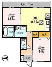 レフィナードカルチェC棟(2LDK/2階)の間取り写真