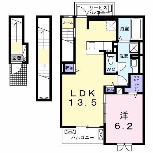 ラシュレII(1LDK/3階)の間取り写真