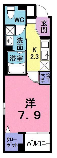 オレンティア(1K/4階)の間取り写真