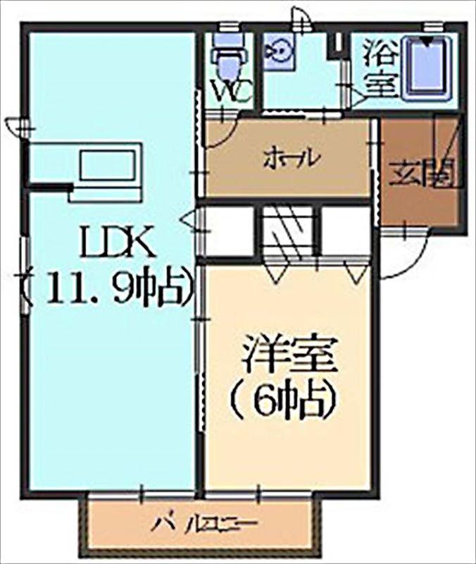 ソレイユ(1LDK/2階)の間取り写真