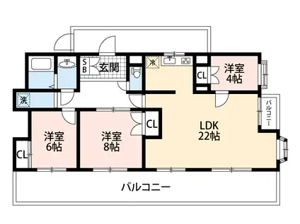 セザール大倉山(3LDK/1階)の間取り写真