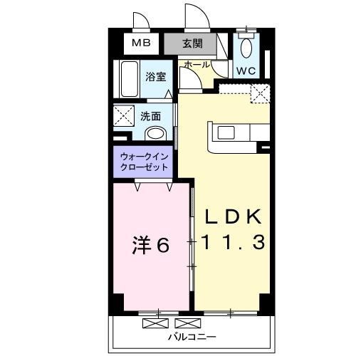サンライズコード(1LDK/3階)の間取り写真