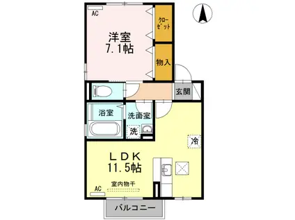 パークハイムII(1LDK/1階)の間取り写真