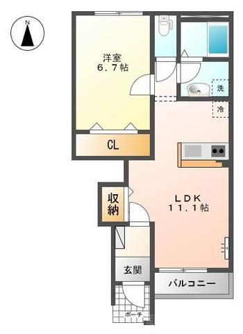 スターテラス宮内(1LDK/1階)の間取り写真
