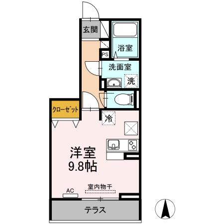 GTR手城(ワンルーム/1階)の間取り写真