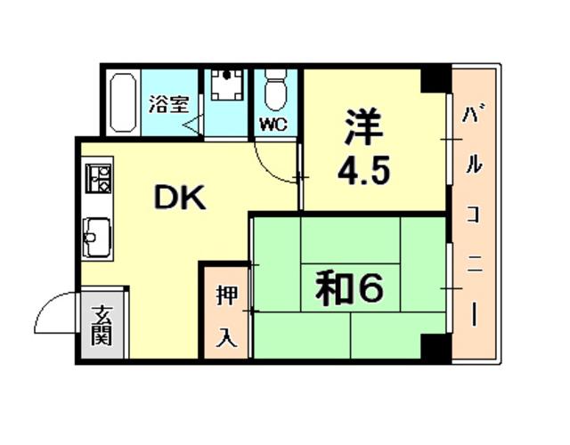 中尾ビル(2DK/2階)の間取り写真