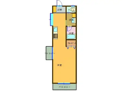 ハイツIN日高(ワンルーム/3階)の間取り写真