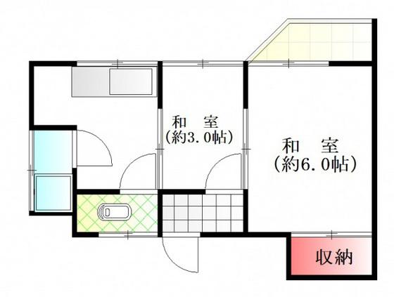 観山荘(2K/1階)の間取り写真