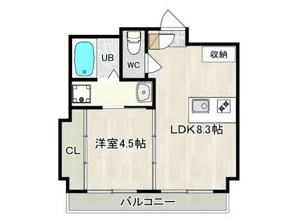 DAIWA TAKASU(1LDK/2階)の間取り写真