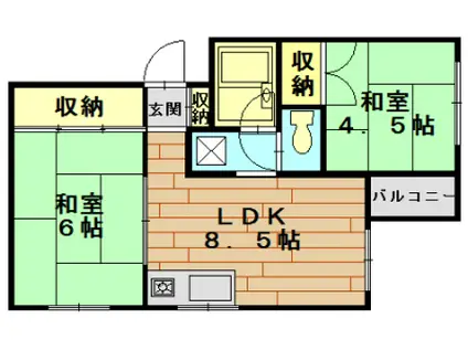 三和ハイツ(2LDK/5階)の間取り写真