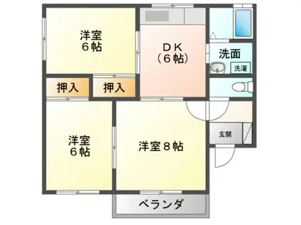 ガーデンパレス州先(3DK/2階)の間取り写真