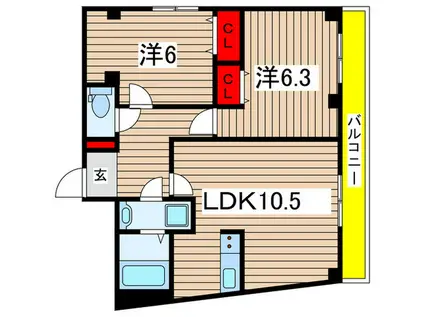 リフミック ソルジェ(2LDK/3階)の間取り写真