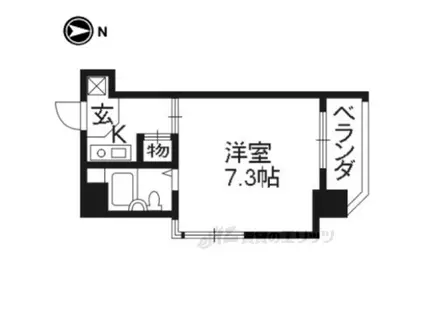 シャレー西京極(1K/4階)の間取り写真