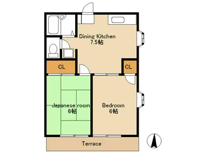 ニュー若葉ハイム(2DK/2階)の間取り写真