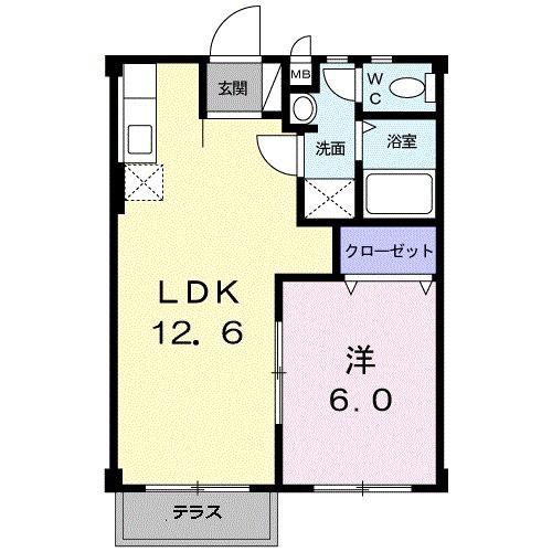 リバーサイドMY(1LDK/1階)の間取り写真