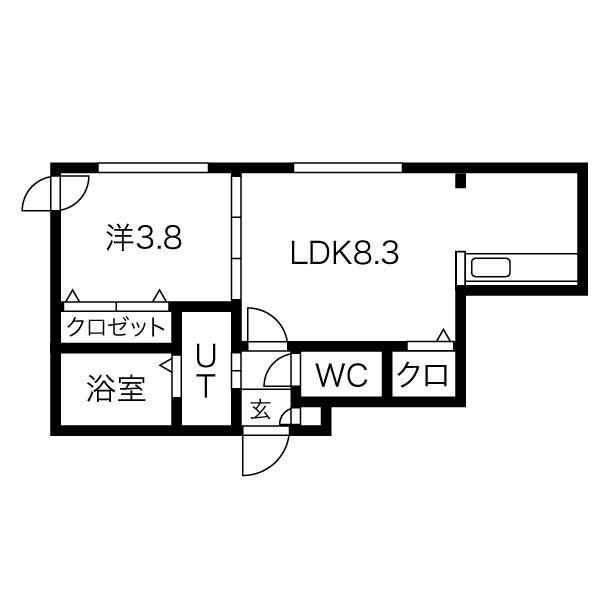 フォレスタ麻生(1LDK/3階)の間取り写真