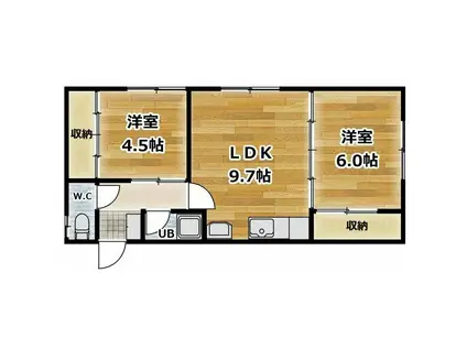 レジェンド大川(2LDK/1階)の間取り写真