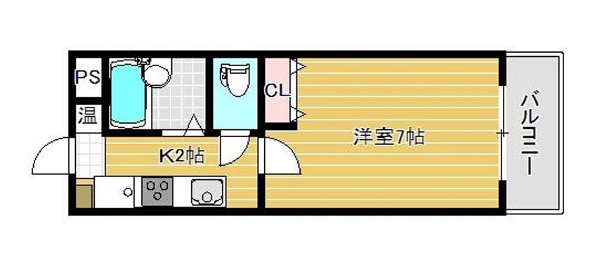 雅ガーデンハイツN棟(1K/2階)の間取り写真