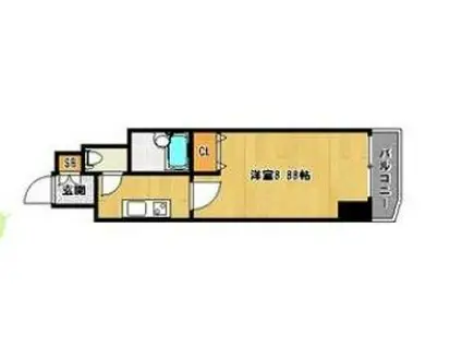 TOTSU RESIDENCE HAKATA イースト(1K/2階)の間取り写真