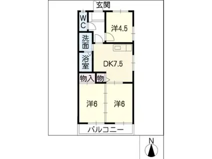サンハイツアラギリ(3DK/2階)の間取り写真