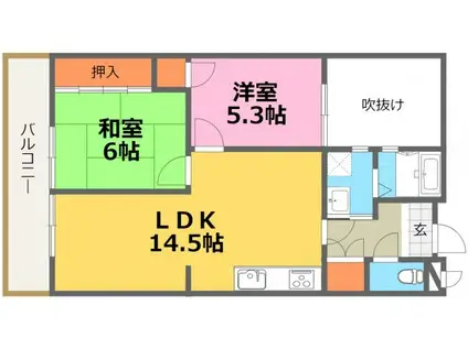 第17共立ビル(2LDK/3階)の間取り写真