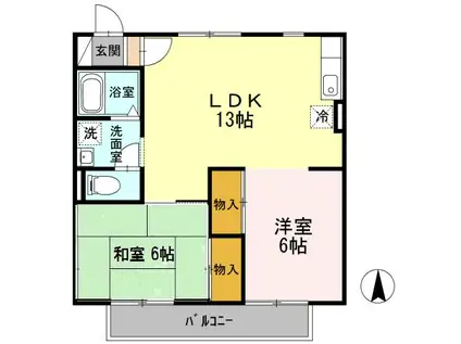 徳倉壱番館(2LDK/2階)の間取り写真