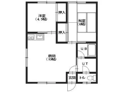 コーポほりうちII(2DK/1階)の間取り写真