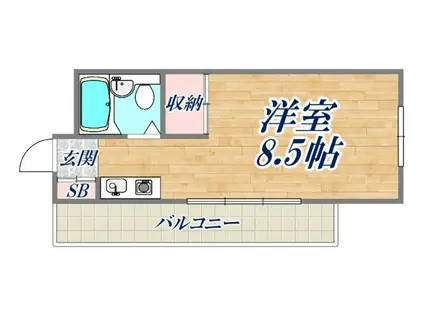 レッドサンイケヤⅢ(ワンルーム/3階)の間取り写真