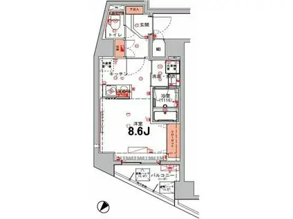 ハーモニーレジデンス東京イーストゲート(ワンルーム/3階)の間取り写真