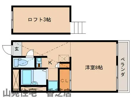 レオパレス21 たかがき(1K/1階)の間取り写真