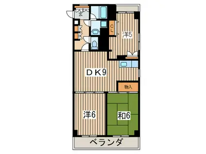 ピースフル平塚(3DK/6階)の間取り写真