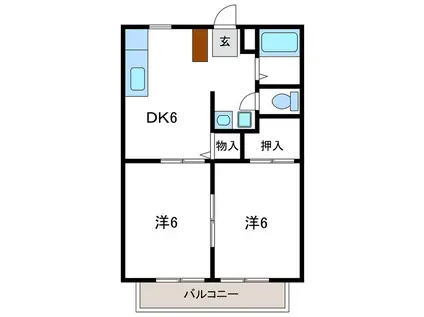 稲垣ハイツ10(2DK/1階)の間取り写真