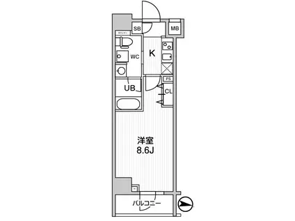 ジェノヴィア三ノ輪スカイガーデン(1K/6階)の間取り写真