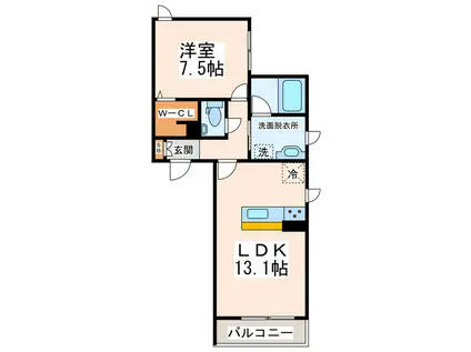 シャーメゾン桜木(1LDK/2階)の間取り写真