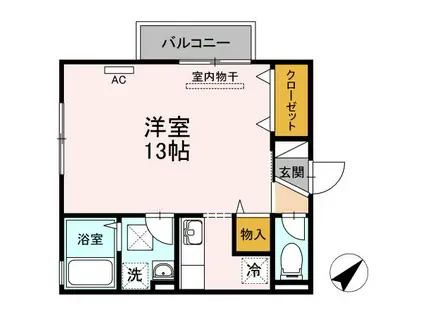 FIT HOUSE A棟(ワンルーム/1階)の間取り写真
