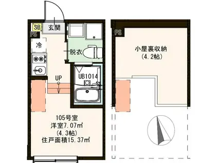 東伊興三丁目DESIGNER SAPARTMENT(ワンルーム/1階)の間取り写真