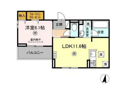 レスポワール・ド・牛田旭(1LDK/1階)の間取り写真