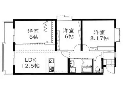 丸竹マンション(3LDK/2階)の間取り写真