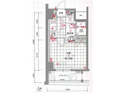 ラグジュアリーアパートメント恵比寿(1K/2階)の間取り写真