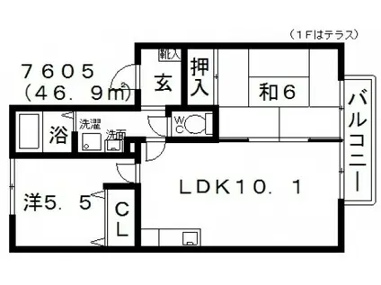 ディアス島泉II(2LDK/2階)の間取り写真